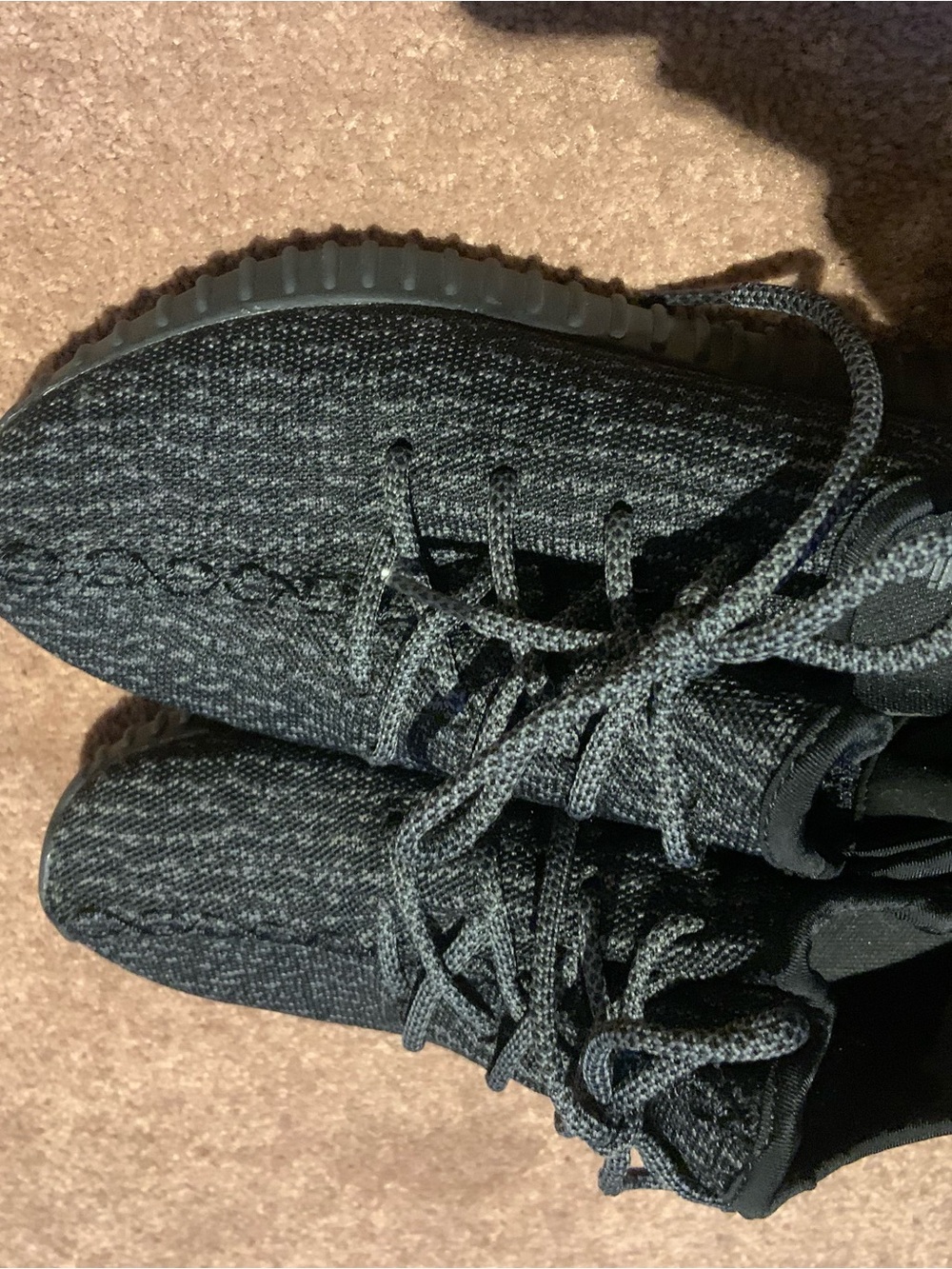 adidas - Yeezy Black Knit Low-Top Lace-Up Sneakers - Picture 5 of 10